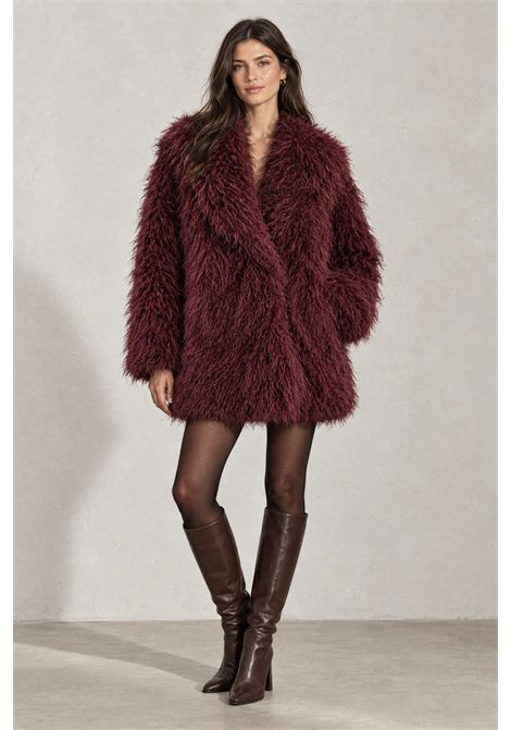 Weili Zheng Cappotto Doppiopetto in Ecopelliccia con Collo Sciallato Rosso Vino Donna WEILI ZHENG | Pelliccia | F26CS15R116